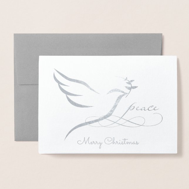 Silver Foil Peace Dove Card Folienkarte (Vorderseite mit Umschlag)