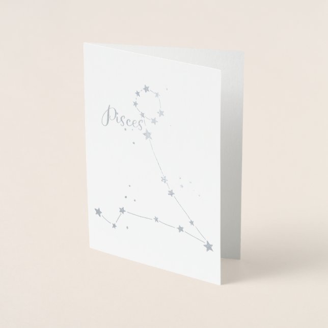 Silver Foil Pisces Zodiac Constellation Folienkarte (Vorderseite)