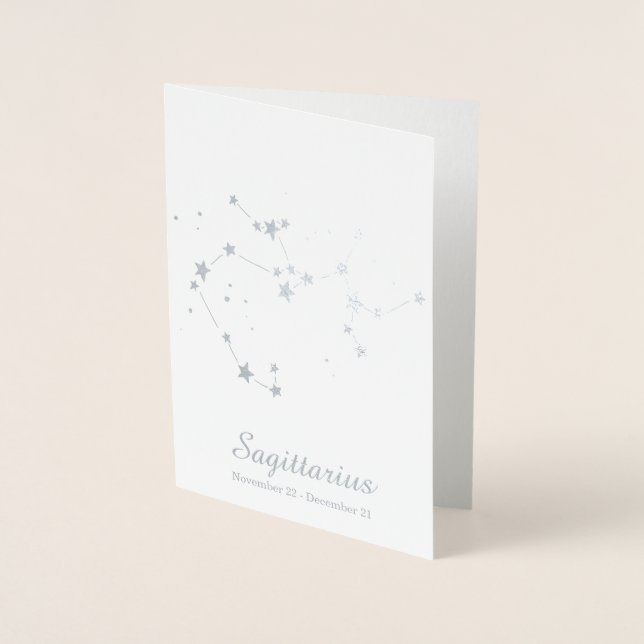 Silver Foil SAGITTARIUS Zodiac Sign Constellation Folienkarte (Vorderseite)