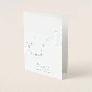 Silver Foil SCORPIO Zodiac Sign Constellation Folienkarte