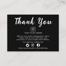 Silver Foil Script Thank You Note Card Begleitkarte