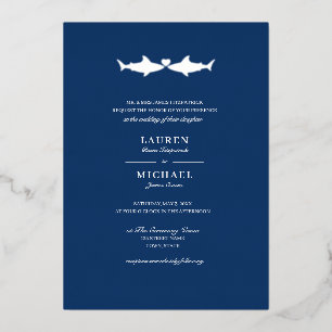 Silver Foil Shark Wedding Folieneinladung