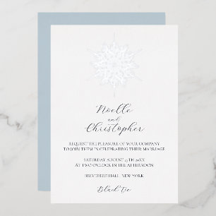 Silver Foil Snowflake Elegante Winterhochzeit Folieneinladung