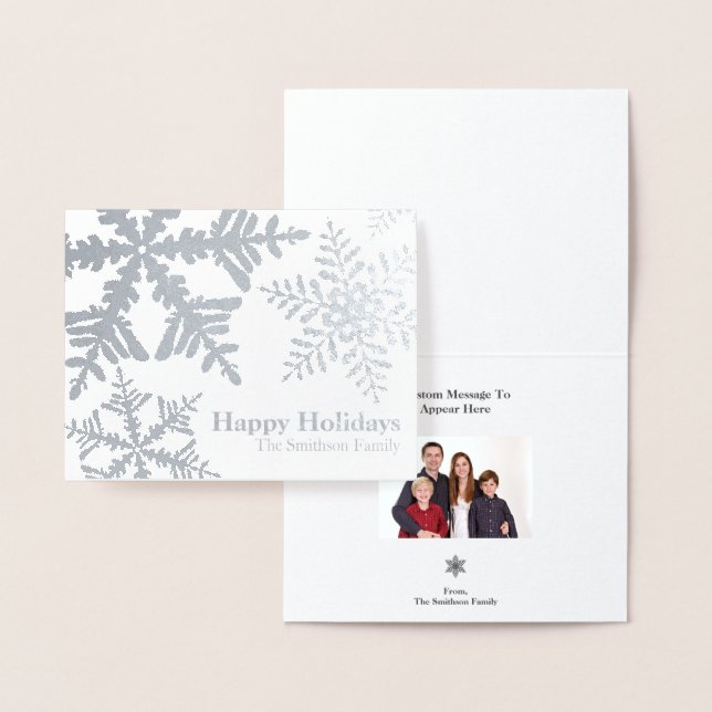 Silver Foil Snowflake Foto Inside Holiday Card Folienkarte (Anzeige)