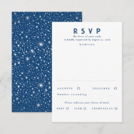 Silver Foil Stars Modern Wedding RSVP Karte