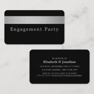 Silver Foil Strip, Engagement Party Ticket Einladu