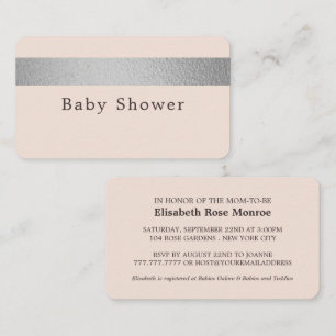 Silver Foil Strip, Pink Baby Shower Ticket einlade