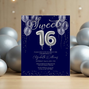 Silver Foil Sweet 16 Balloons Budget Einladungen