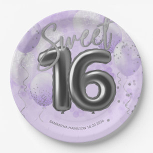 Silver Foil Sweet 16 Birthday Balloons Lavender Pa Pappteller