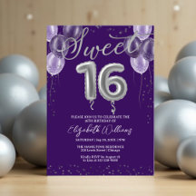 Silver Foil Sweet 16 Birthday Balloons Lila