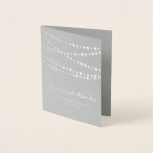 Silver Foil Twinkle Lights on Grau Danke Karte
