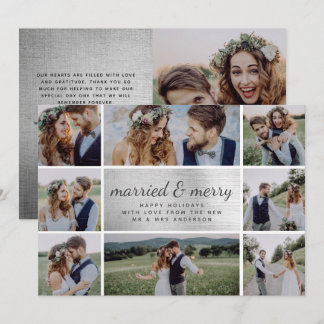 Silver Foil Verheiratet & Merry Wedding Ankündigun Feiertagskarte
