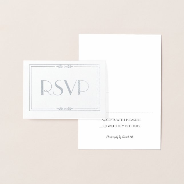 Silver Foil Wedding RSVP Card Folienkarte (Anzeige)