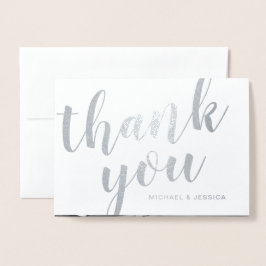 Silver Foil Wedding Vielen Dank mit Foto Folienkarte