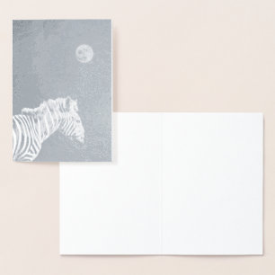 Silver Foil Zebra mit Mond Folienkarte