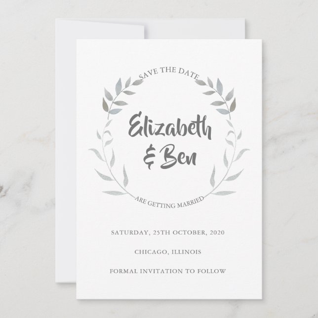 Silver Foliage Save the Date (Vorderseite)