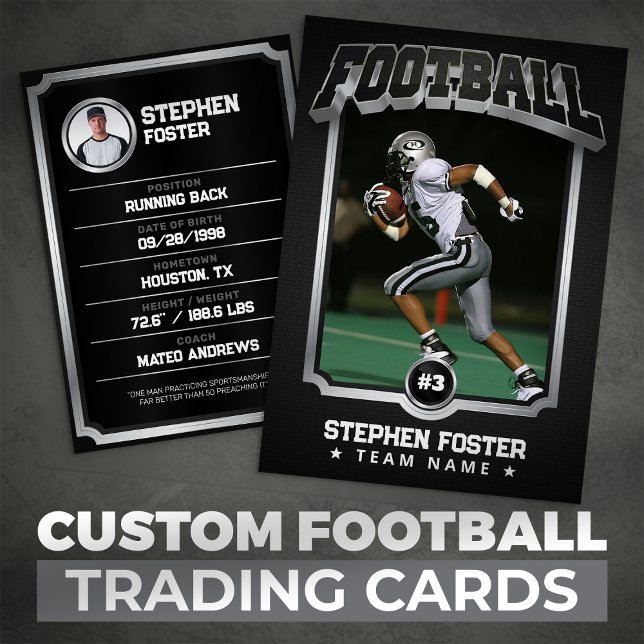 Silver Football Trading Card, Sports Team Card Telefonnummerkarte (Von Creator hochgeladen)