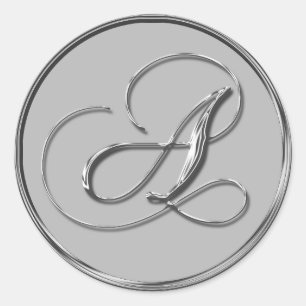 Silver Formal Wedding Monogram A Siegel Stickers