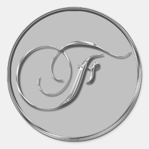 Silver Formal Wedding Monogram F Siegel Sticker