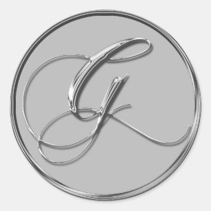 Silver Formal Wedding Monogram G Siegel Sticker