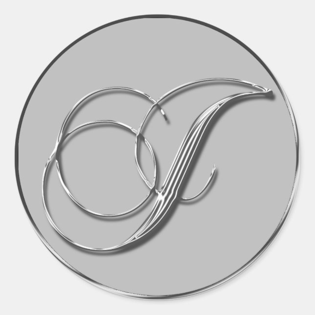 Silver Formal Wedding Monogram I Siegel Runder Aufkleber (Vorderseite)
