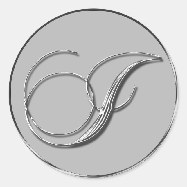 Silver Formal Wedding Monogram J Seal Runder Aufkleber (Vorderseite)