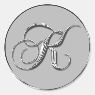 Silver Formal Wedding Monogram K Siegel Weddings Runder Aufkleber