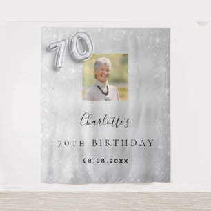 Silver Foto Glitzer begrüßen 70. Geburtstag Wandteppich