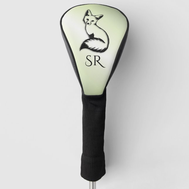 Silver Fox auf Grün Golf Headcover (Vorderseite)