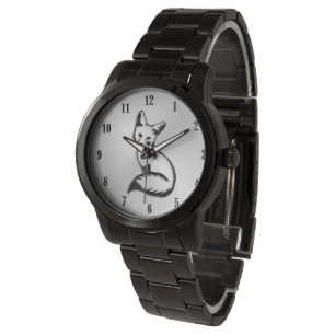 Silver Fox Black Numbers Armbanduhr