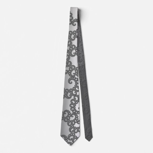 Silver Fraktal Neck Tie Krawatte (Vorderseite)