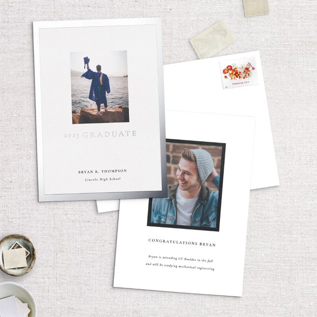 Silver Frame Foto Abschluss Announccard Folieneinladung (Von Creator hochgeladen)