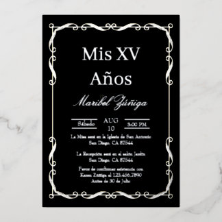 Silver Frame Quinceanera Einladung