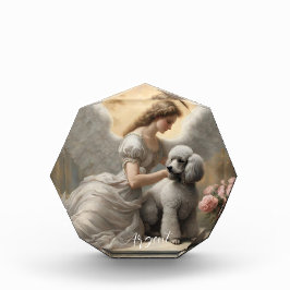 Silver French Poodle Forever Memorial Fotoblock