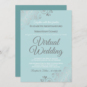 Silver Frills Aquamarin und grau Virtual Wedding Einladung