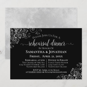Silver Frills Black Wedding Probe & Dinner Einladung