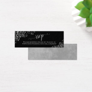 Silver Frills Chic Black Wedding RSVP Online Card