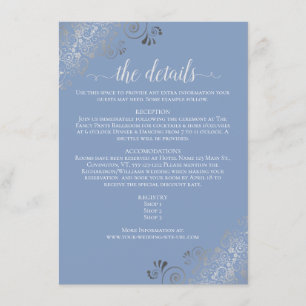 Silver Frills Chic Blue & Gray Wedding Details Begleitkarte