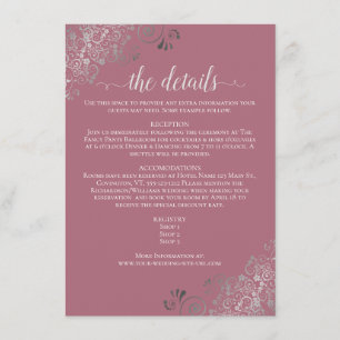 Silver Frills Chic Dusty Rose Wedding Details Begleitkarte