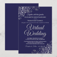 Silver Frills Elegant Navy Blue Virtual Wedding