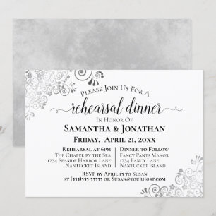 Silver Frills Elegante Hochzeit und Probe & Abende Einladung