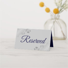 Silver Frills Navy & Gray Elegant Wedding vorbehal Platzkarte