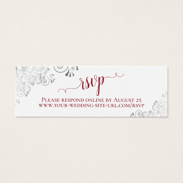 Silver Frills Red & White Wedding RSVP Online Card (Vorderseite)