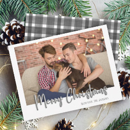 Silver Frohe Weihnachtsblase Letters Kariert White Feiertagskarte