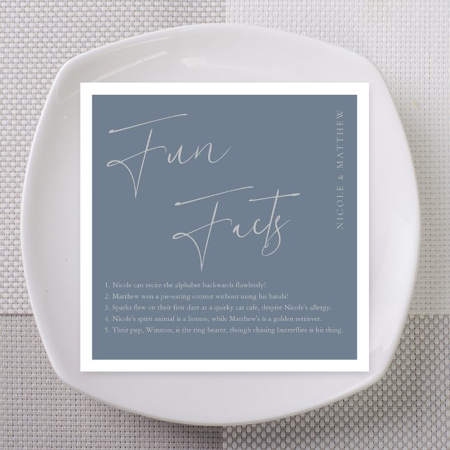 Silver Fun Fakten Personalisiert Hochzeiten Napkin Serviette (Silver Slate Fun Facts Personalized Wedding Napkins)