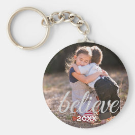 Silver Funkelnd Glaube Script Weihnachten Foto Schlüsselanhänger