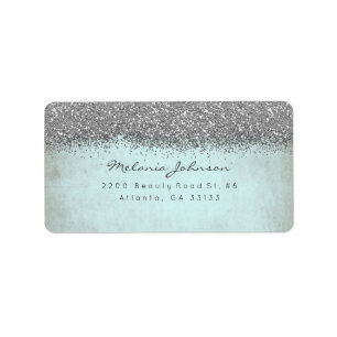 Silver Funkelnd Glitzer Grungy Aquatic Blue Adressaufkleber