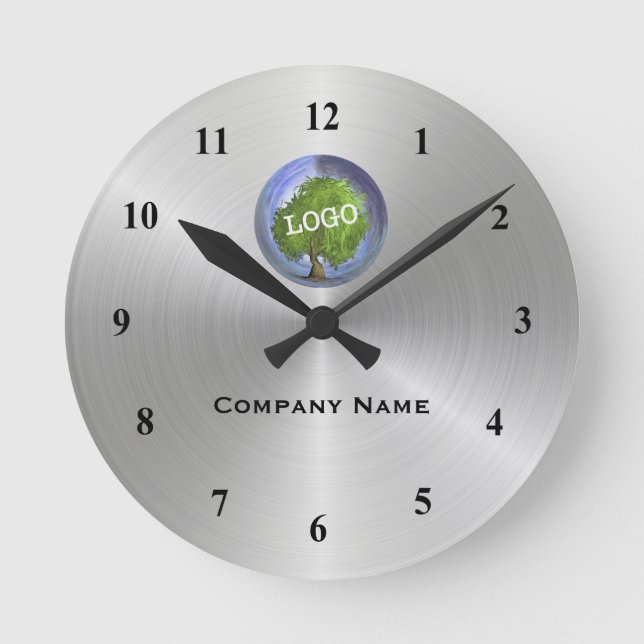 Silver für Firmenlogo Runde Wanduhr (Vorderseite)