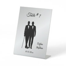 Silver Gay Wedding Grooms mit Namen und Datum