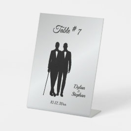 Silver Gay Wedding Grooms mit Namen und Datum Sockelschild